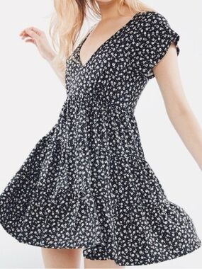 Urban Outfitters Black Floral Mini Dress